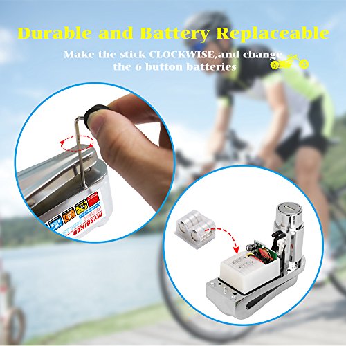 MYSBIKER Motorcycle Alarm Disc Brake Lock, Anti Theft Motorcycle Wheel Padlock with 2m Reminder Cable 110db Alarm Sound Zinc Alloy Process for 6 mm Motorcycles Bicycles Scooter Honda Yamaha Harley - Thumbnail 7