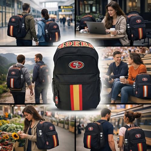 Image of NFL San Francisco 49ers Backpack - Triple Stripe Wordmark Design with Keychain