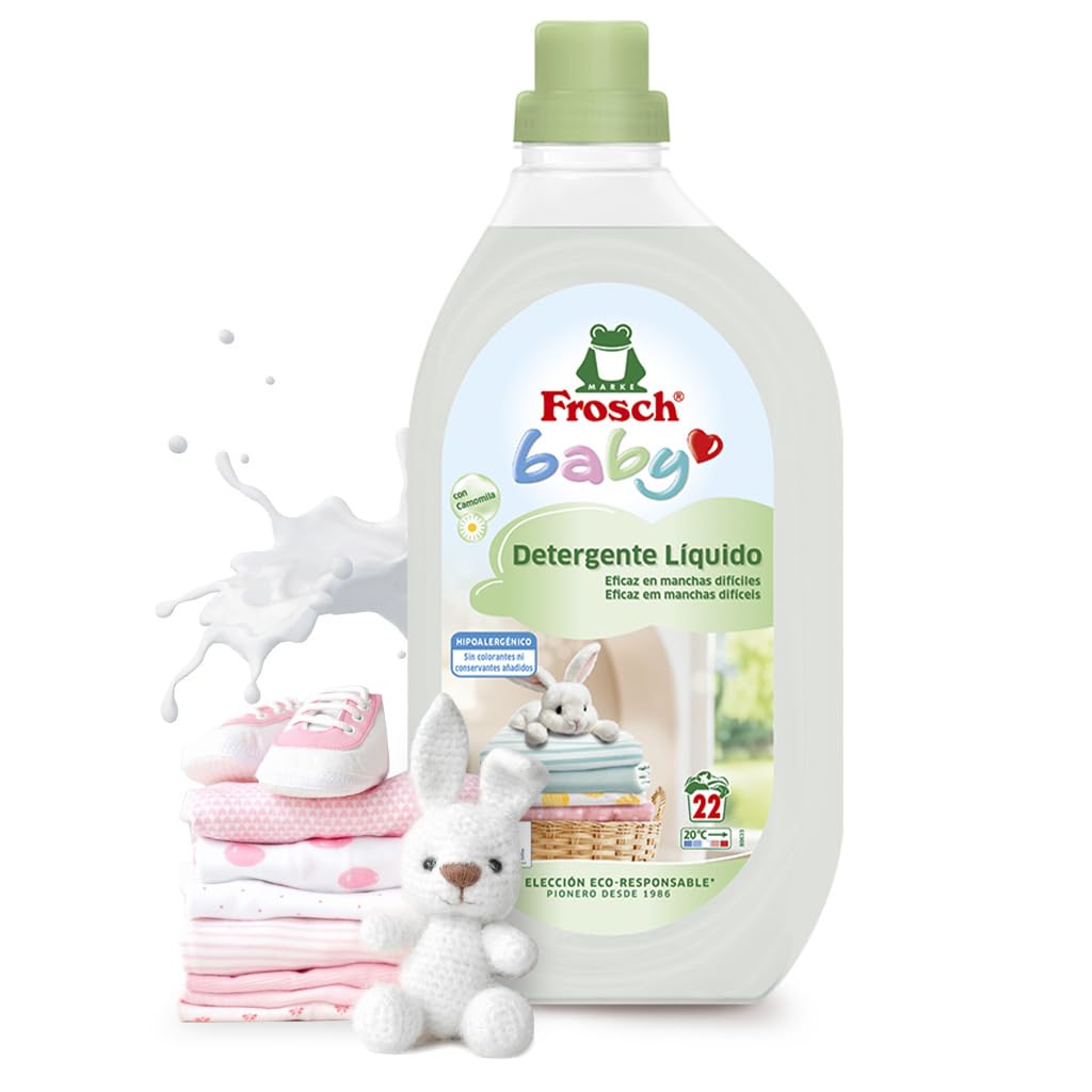 Frosch Baby - Detergente Líquido de Lavadora para Ropa de Bebé, Apto para Pieles Sensibles, Producto Ecológico y Hipoalergénico - Reduce el Riesgo de Irritación - Pack de 5 Unidades x 1.5 L