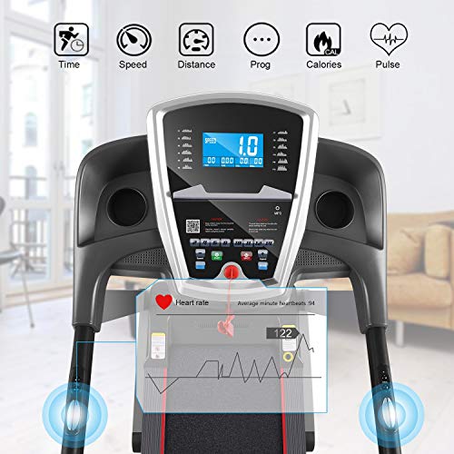 Caroma Folding Treadmill for Home with Incline, 3.0 HP Electric Treadmill 300 lb Capacity, 9 MPH Running Machine with Shock Absorber, Bluetooth Speaker 