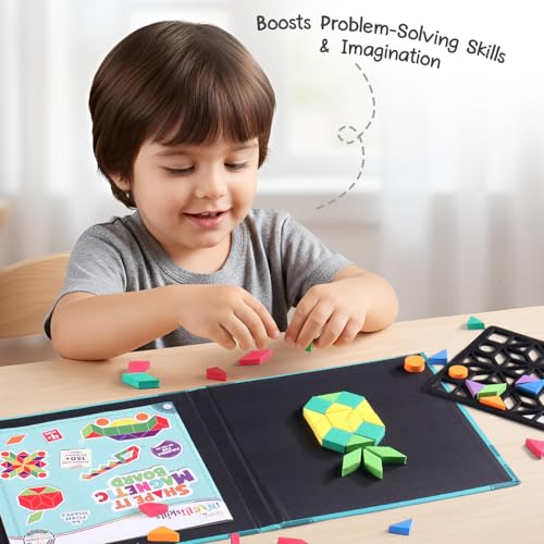 Image of Intelliskills Premium Shape-It Foldable Magnetic Board Puzzle, 150+ Patterns & 44 Foam Shapes, Montessori Educational Toy for Preschoolers for 4+ Years, Portable Puzzle Game for Kids, Birthday Gift
