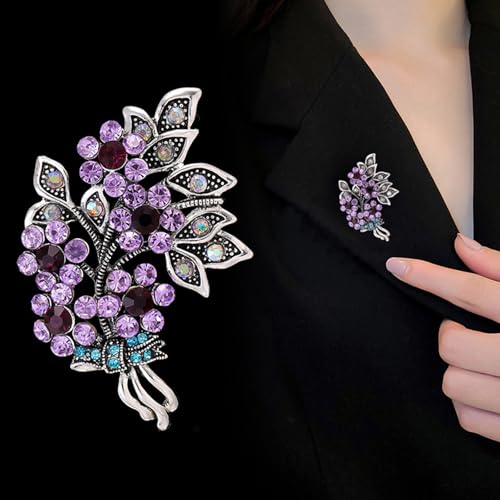Image of Rhinestone Flower Brooches for Women Enamel Floral Brooch Lapel Pins for Mom Wife Elegant Dress Accessories Mother's Day Jewelry Gifts