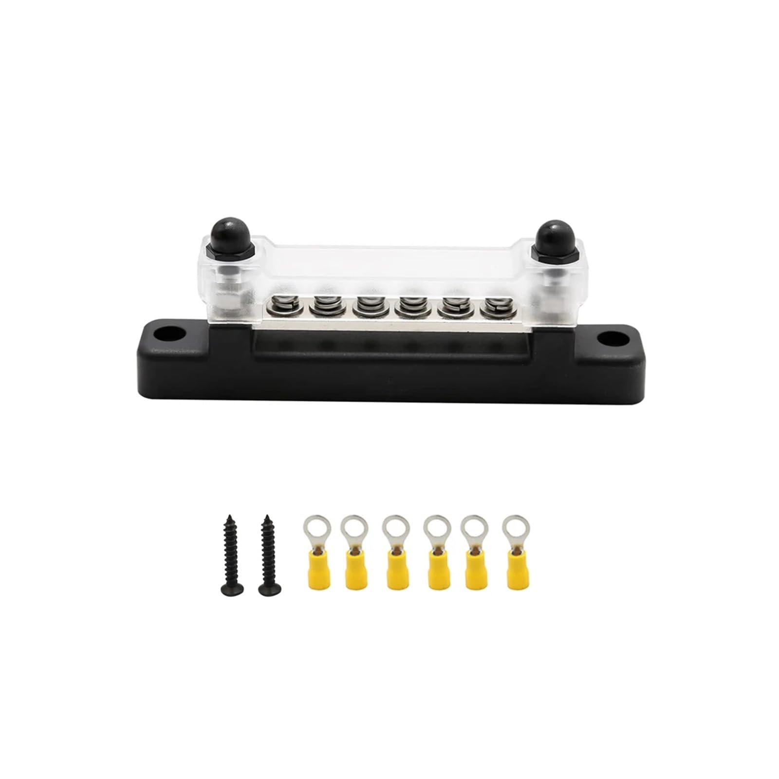 Bloc de distribution d'alimentation 12 V, barre omnibus marine, borne de batterie 150 A avec cosses à œillet (1 pièce)(6 Terminal black)
