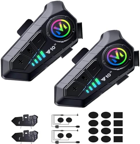Motorcycle Helmet Bluetooth Intercom IP65 Waterproof Talk Noise Cancelling Dual Communication, 1000mAh Long-Lasting Battery, Helmet Talk Intercom Headset for Riders and Outdoor Adventures (2 Pack)