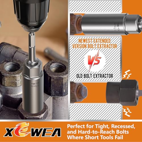 Image of 16PCS 3 /8 inch Drive Deep Bolt Extractor Set, Impact Bolt Nut Remover Set, Stripped Lug Nut Extraction Socket Set For Narrow Space Removing Broken, Damaged, Frozen, Rusted, Rounded-Off Bolts, Nuts, Stud