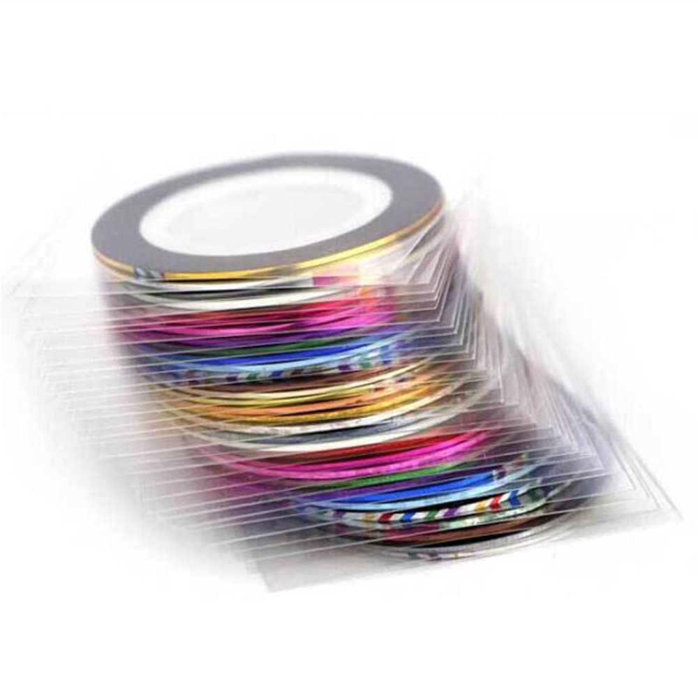 30 Pcs Couleurs Mixtes Rouleaux Striping Tape Line Nail Art Décoration Autocollants pour Ongles Naturels et Faux Ongles