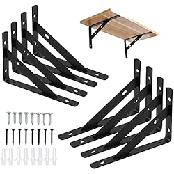 Angulo Metalico Para Estanteria 8 piezas de soportes de estante, Lre Co. soporte de estante de servicio pesado Conector de ángulo en forma de L Soporte de tienda de estante de metal Montaje de soporte de pared negro 150x95mm