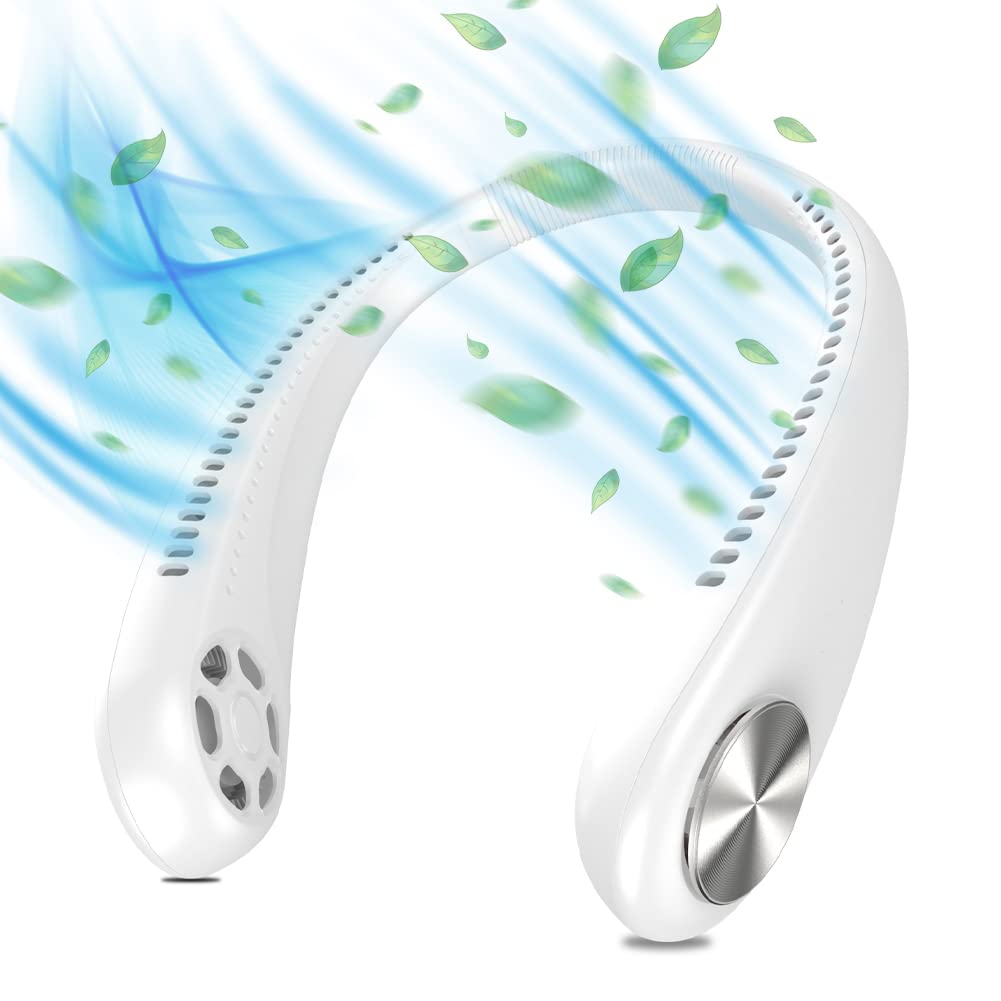 AndwingNeck Fan, Portable Fan Personal Fan Hands Free Bladeless Neck Fan 3 Speeds Adjustment 360° Cooling USB Wearable Fan Rechargable Hanging Neck Fan for Women, Men, Office, Travel, Outdoor
