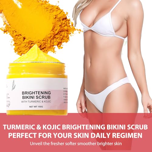 Turmeric and Kojic Body Scrub, Exfoilating and Brightening Body Scrub for Bikini Area, Armpit, Butt, Back, Underarm and Dull Skin, Body Exfoliator for Ingrown Hair for Deep Cleansing - Image 5