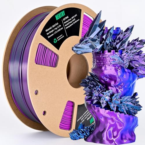 NEOTRY Silk Tri Colour PLA Filament 1.75mm 1kg, Multicolor 3D Printer Filament, Filament 3D Printing Materials for Most 