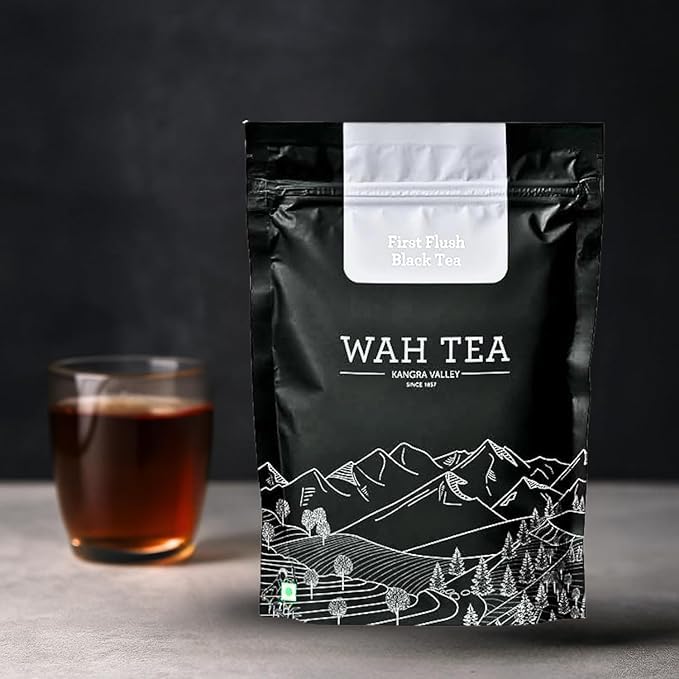 Image of Wah Tea First Flush Kangra Tea | Hand-Plucked Whole Leaf | 100% Natural & Pesticide-Free | Rich Aroma & Antioxidant-Rich Blacktea | Refreshing Morning Brew | Premium Loose Leaf | 200g