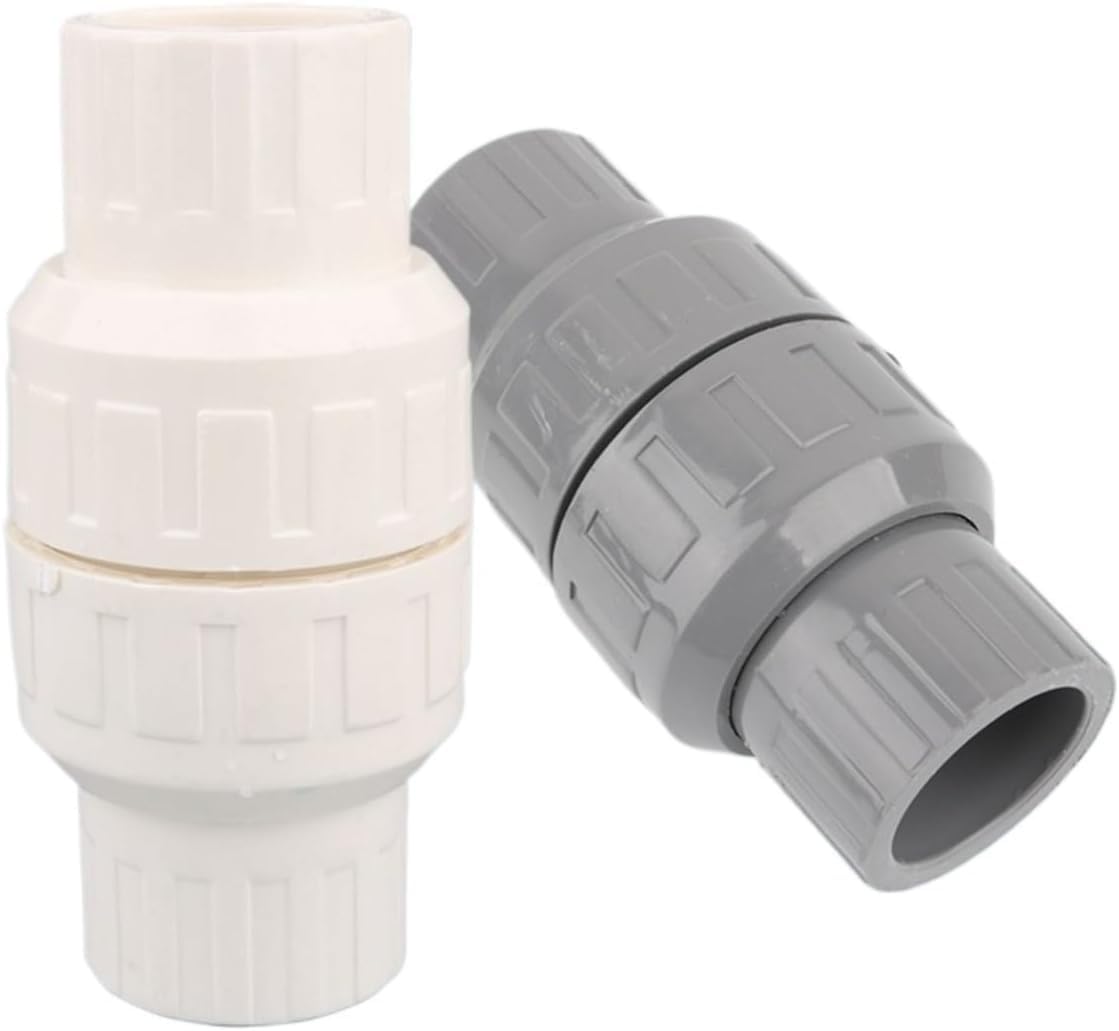 Valvola di ritegno in PVC for tubo 'acqua - Valvola di non ritorno unidirezionale for acquario, acquario e irrigazione del giardino -,1 pz(Gray,50mm(Without Spring))