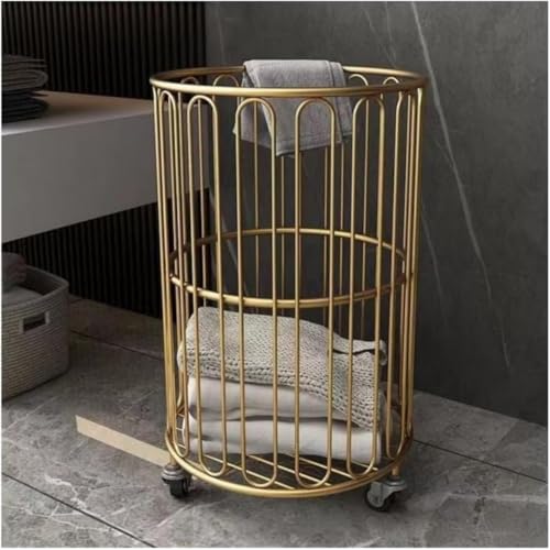 ランドリーバスケット 洗濯かご 洗濯カゴ 金属ランドリーバスケット 金属洗濯カゴ キャスター付き 大容量収納かご 汚れた衣類収納かご 多機能 雑貨 収納 家庭用 洗面所 洗濯室 浴室ランドリールーム用 金属製 大容量 キャスター付き 多機能収納 (シリンダ