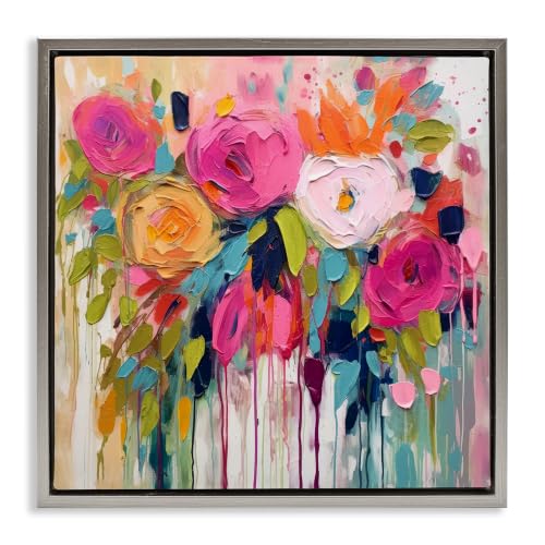 Urban Paint Bouquet Floral, 18 x 18 Inch Canvas in Floater Frame