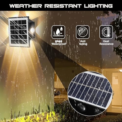 Image of Gigawatts 6 LED Solar Wall Light On /Off Botton & 1.5Ah Battery Water Resistant Decor Deck Fence Lights Flood Lamp for Home Garden Terrace Patio (Set of 1, Warm White)