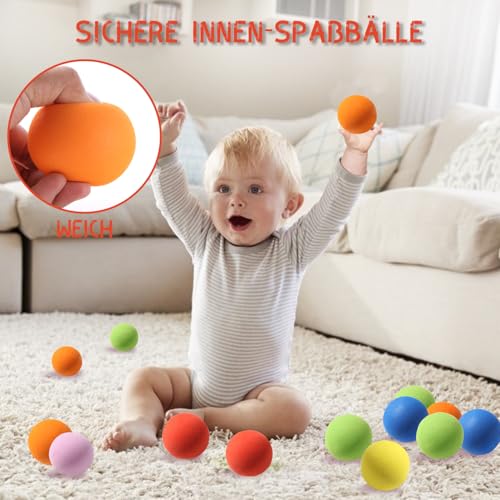 oazoxcx 12 Stück weiche Schaumstoffbälle - Softbälle für sicheren Indoor-Spielzeugspaß - Lebendige Bälle Einzigartige Geburtstagsgeschenke für Jungen und Mädchen