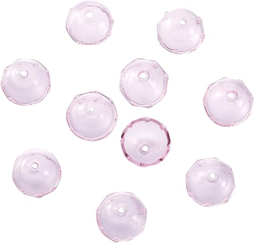 Vista 128 de FASHEWELRY 10 cuentas de cristal hechas a mano, cuentas florales de cristal, cuentas espaciadoras de flores de trompeta transparentes, cuentas