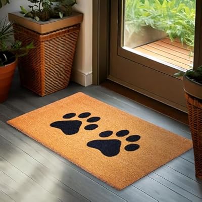 BRUBAKER Felpudo para Exterior e Interior - Patas - Estera de Fibra de Coco 100% para Entrada 45 x 75 cm - Impermeable, Antimanchas y Antideslizante para Propietarios de Perros y Gatos - Marrón | Ya disponible en tu tienda friki favorita! En mundofriki.es!