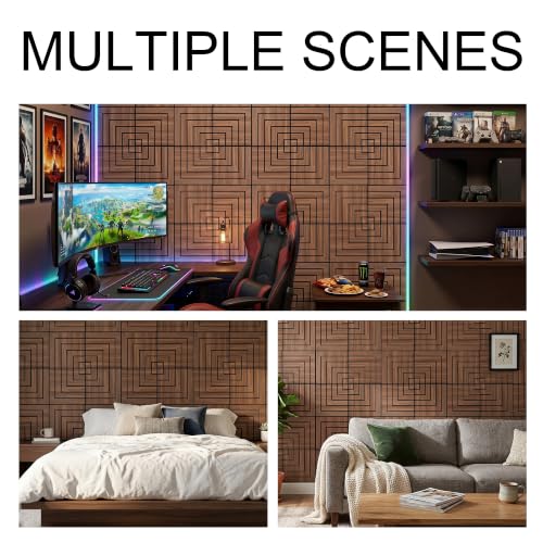 Image of WoveN SounD Acoustic Wall Panels, Teak, 16 Pack, 12x12 in | Self-Adhesive, NRC 0.95, Carved Pattern, Sound Proof, Echo Reduction, Sound Dampening, Home Studio, Office, Gaming Room