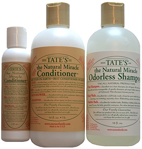 Tate's Natural Miracle Conditioner 16oz and Shampoo-18oz-/hypo-allergenic// Free 5oz Conditioner