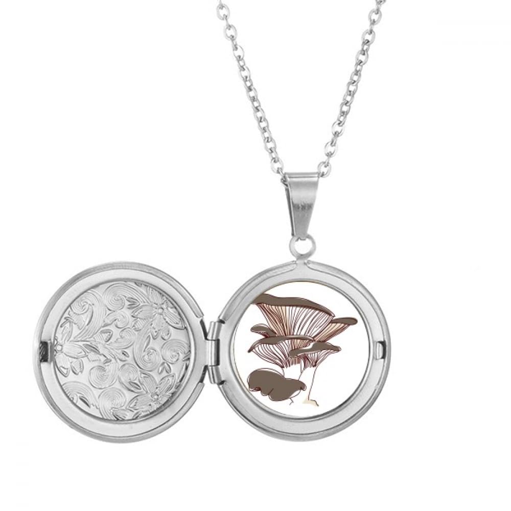 Collier avec médaillon champignon : bijou pendentif nature et chaîne ajustable - 5