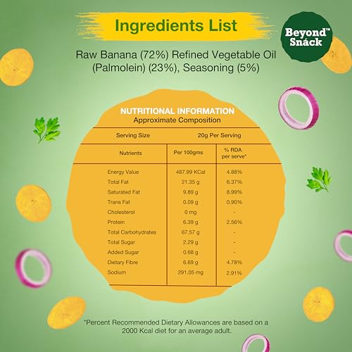 Image of Beyond Snack Nendran Kerala Banana Chips | Sour Cream Onion Parsley | Thin Crunchy Crispy Snack |600g (100g*6packs)