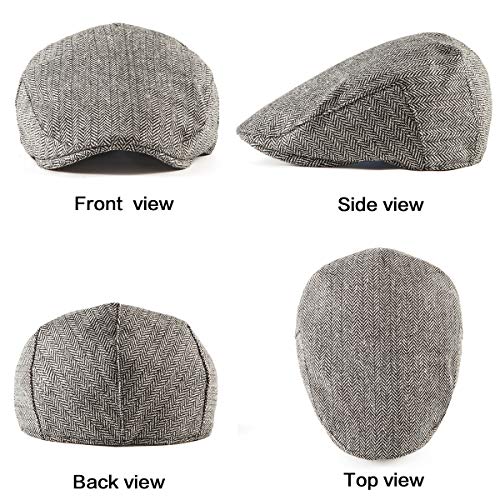 Image of LADYBRO 2 Pack Newsboy Hats for Men Wool Scally Cap Mens Flat Cap, Stylish Winter Cap for Man - Monkey Cap & Beanie Cap for Men