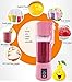 Portable Blender,Portable Juicer,Fruit Mixer - 6 Blades in 3D, 380ml Fruit Mixing Machine with USB Charger Cable（Pink）