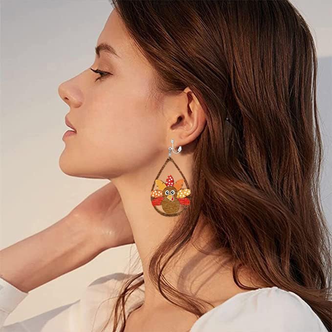 Aretes clip on de Acción de Gracias con calabaza y hoja de arce miniatura 6