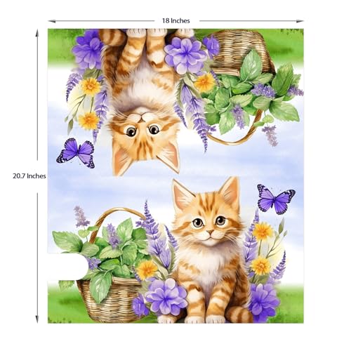 Image of Texupday Cute Cat Kitty Flower Butterfly Decoration Mailbox Cover with Magnetic Strip Spring Summer Floral Mailbox Wraps Post Letter Box Cover Standard Size 21 inch X 18 inch for Garden Outdoor Yard Decor