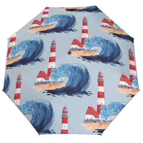 Novastar - Paraguas compacto para lluvia – Baliza en las enormes olas del surf Sun paraguas de viaje para portátil 3 paraguas plegable pequeño para mujeres y hombres con elementos esenciales de viaje