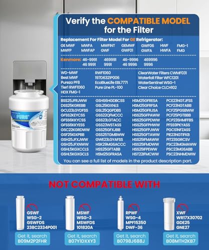 Image of ICEPURE RWF0600A Replacement for GE MWF, MWFA, MWFINT, HDX FMG-1, 46-9991, 197D6321P006, WFC1201, GSH25JSDDSS, PSHS6PGZBESS, SGF-G9, RWF1060 Refrigerator Water Filter 2PACK