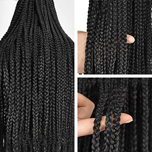 TAOYEMY Box Braids Crochet Hair Extensions 24 Inch 6 Packs, 22 Strands/Pack, Synthetic Braiding Hair for Women & Girls (1B, 24 inch) - Image 4