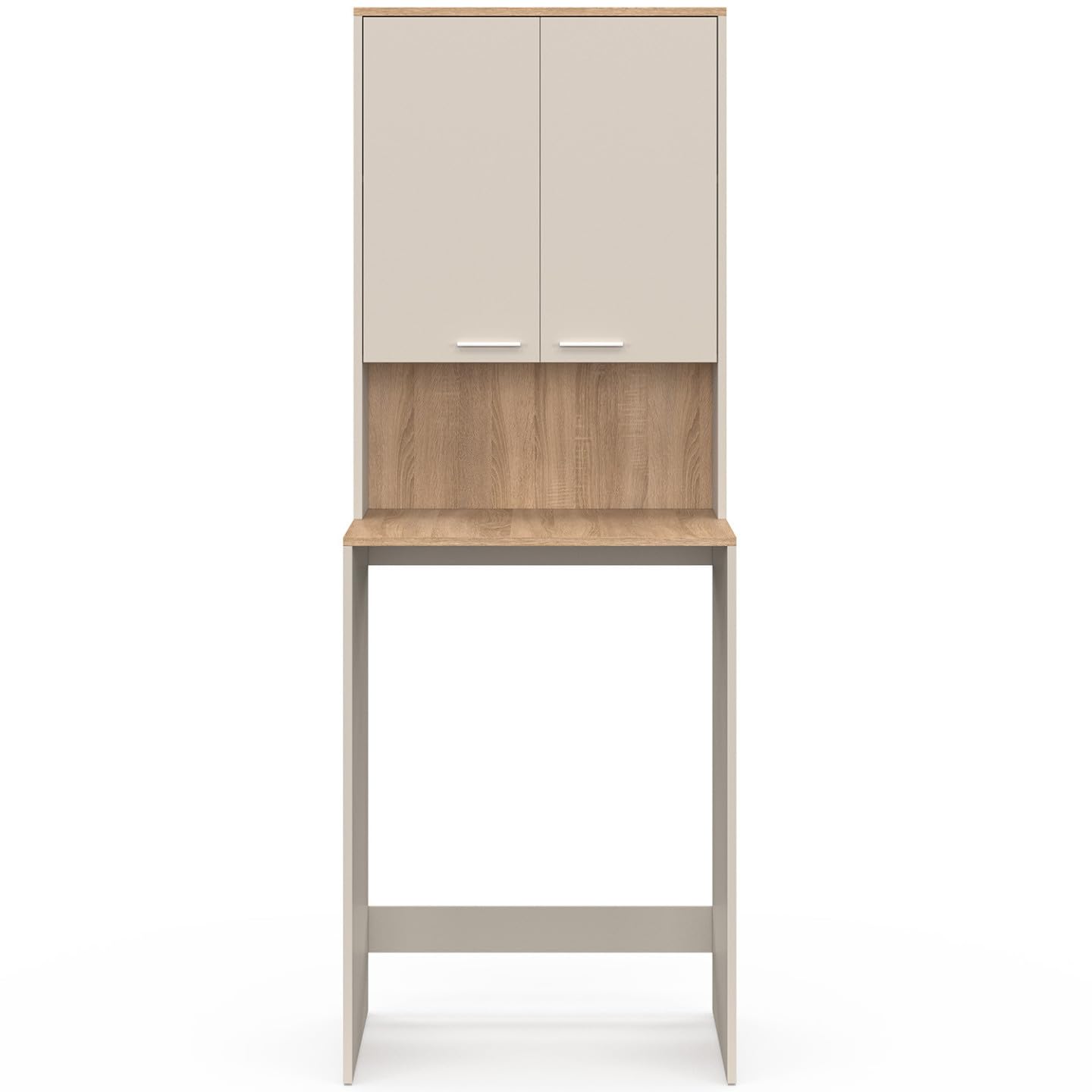 IDMarket - Meuble Dessus de Machine à Laver Wallis avec Placard Beige et Bois façon hêtre
