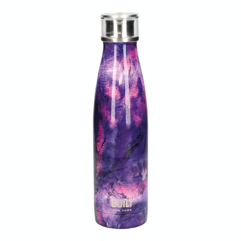 Built NY 500ml Double Walled Stainless Steel Water Bottle - Purple Marble