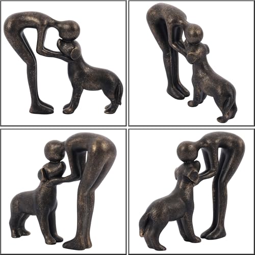 Figura Decorativa Hombre y Perro de Resina miniatura 4