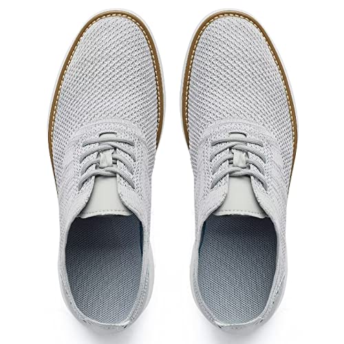 Men's Casual Dress Sneakers - Comfortable Business Oxfords Shoes Mesh Knit Lightweight Breathable Office Formal Shoes for Men MixGrey Size 14 Brown2