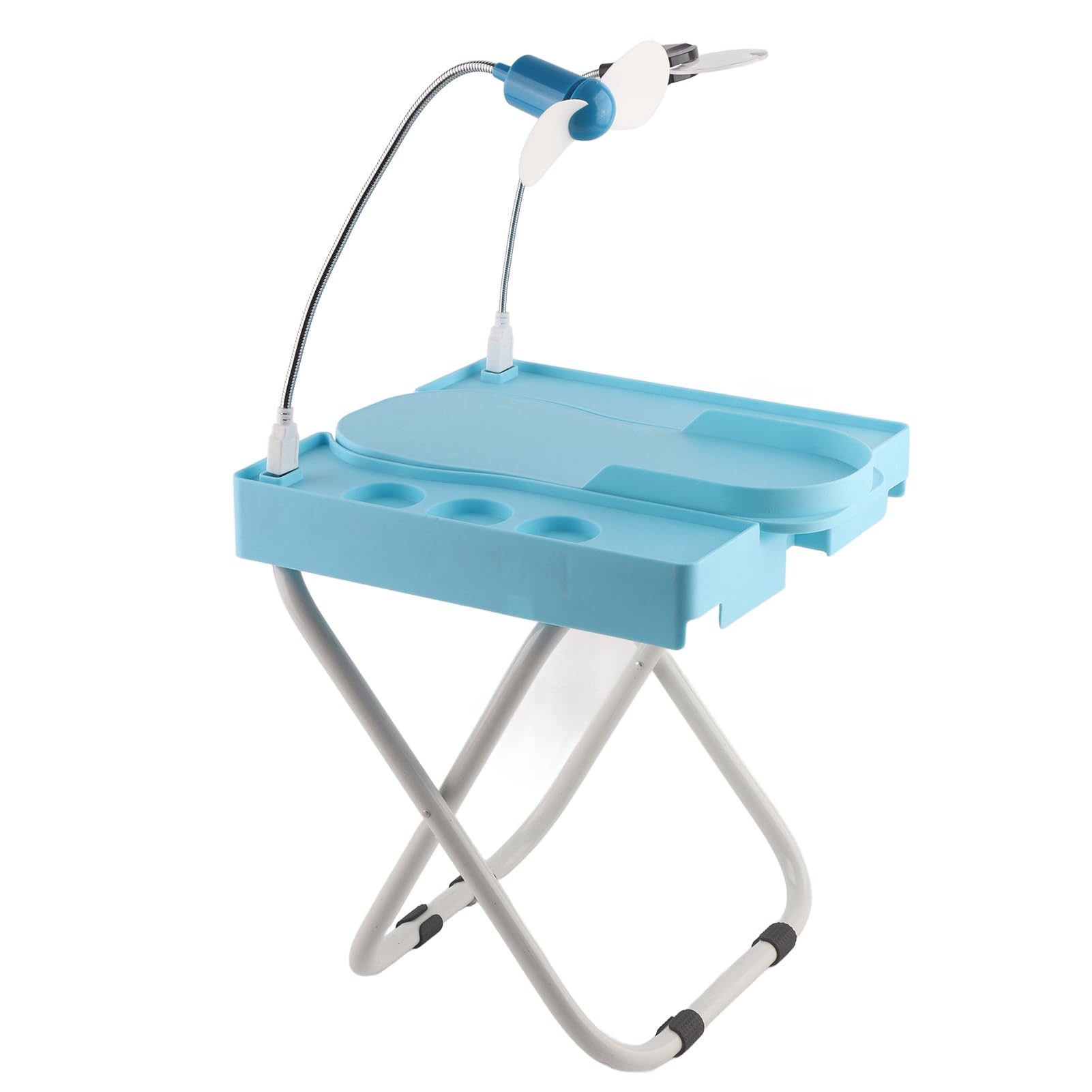 Kit Supporto Regolabile Antiscivolo per Poggiapiedi per Pedicure con Ventola di Asciugatura con Lente D'ingrandimento a LED per Uso Domestico