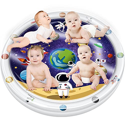 Image of XXL Tummy Time Water Mat 40'' x 40'' Inflatable Water Play Mat for Babies Infant Toys 0 3 6 9 Months Newborn Boys Girls Gift for Twins