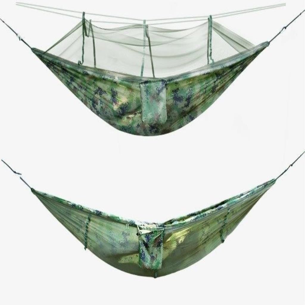 Amaca da campeggio con zanzariera e design anti ribaltamento, in nylon leggero, portatile, per attività all'aperto (piccola)