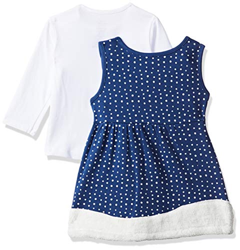 Image of miniklub Girls Blue & White Printed Pure Cotton Top With Skirt