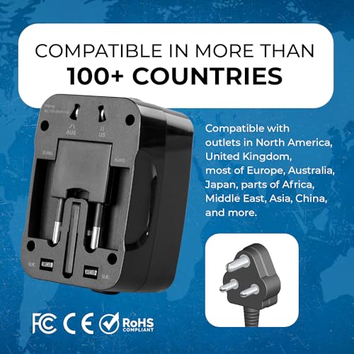 Orei 5 in 1 Universal Charger Adapter with Type C - 2X USB-A & 2X USB-C (3.4A) - Universal Travel Adapter All in one for USA, UK, Europe & More – CE, FCC Certified - 3 Year Warranty 7 51MOqJRsD0L