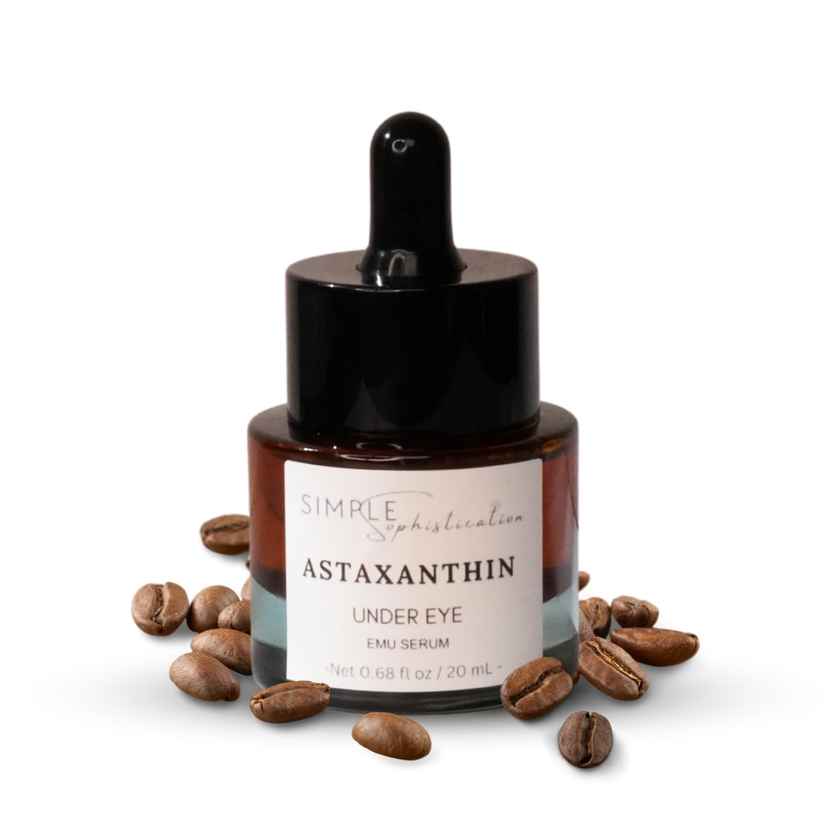 Astaxanthin Under Eye Serum with EMU oil - 0.5 fl. oz./ 15 mL | Emu oil serum | Powerful antioxidant astaxanthin | Anti-Aging serum | Sea Buckthorn, Aloe Vera, Coffee |Preservative free | 100% Natural