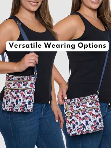 Loungefly Mickey and Minnie Mouse Crossbody Purse Women's Passport Bag Navy Nylon4