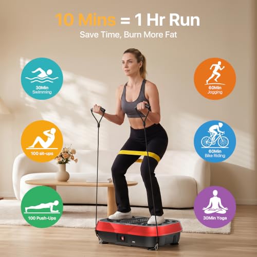 Image of ALSO GO Vibration Plate Exercise Machine, 200 Speeds & 10 Models, 500LB Capacity, LED Display, Bluetooth Audio, Large Shake Plate with Loop Bands for Full Body Fitness, Lymphatic Drainage, Pain Relief
