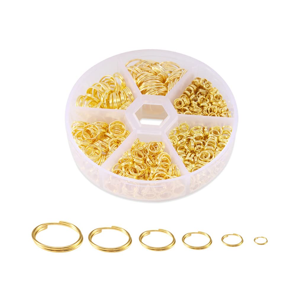 GBSTORE Lot de 200 anneaux ouverts ronds à double boucle pour la fabrication de bijoux Doré 12 mm