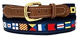 Robuste Messingschnalle Nautisches Gürtel, Code Flaggen auf Marineblau Web, Herren, Navy Webbing