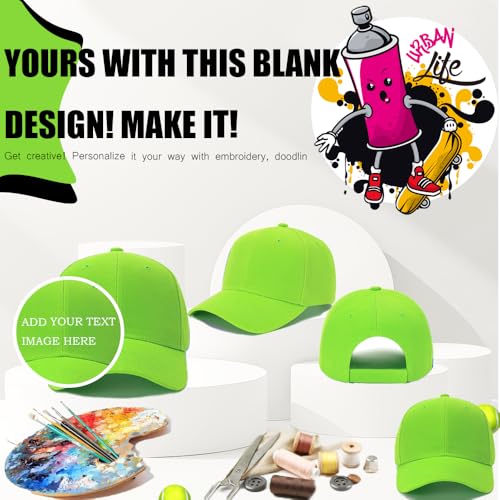 Image of ZH Plain Adjustable Baseball Cap - Lot of 12 Unisex Blank Design Caps