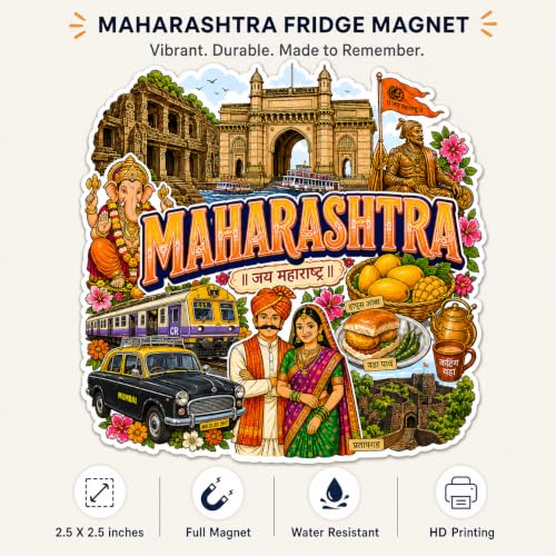 Image of Zesta Wooden Fridge Magnets Set | Refrigerator Decor Magnets for Kitchen | India Souvenir Fridge Magnet Collection | Wooden Magnet for Fridge Door Decoration (Maharashtra)