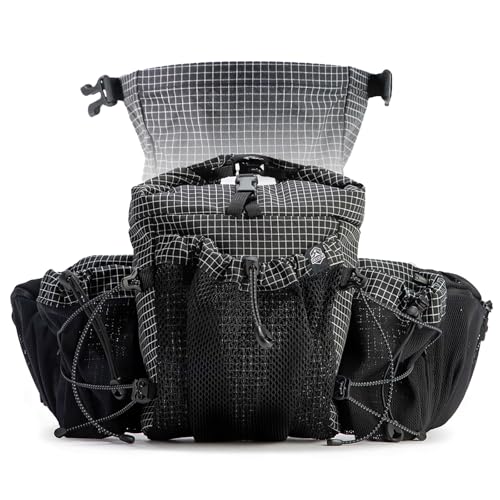 Fanny Pack Waist Bag for Men Women Hiking Daypacks with 2 Water Bottle Holder Trekking Waist Pack Waterproof Dog Walking Bag for Outdoor Travel Cycling Climbing Walking (Bottle Not Included)